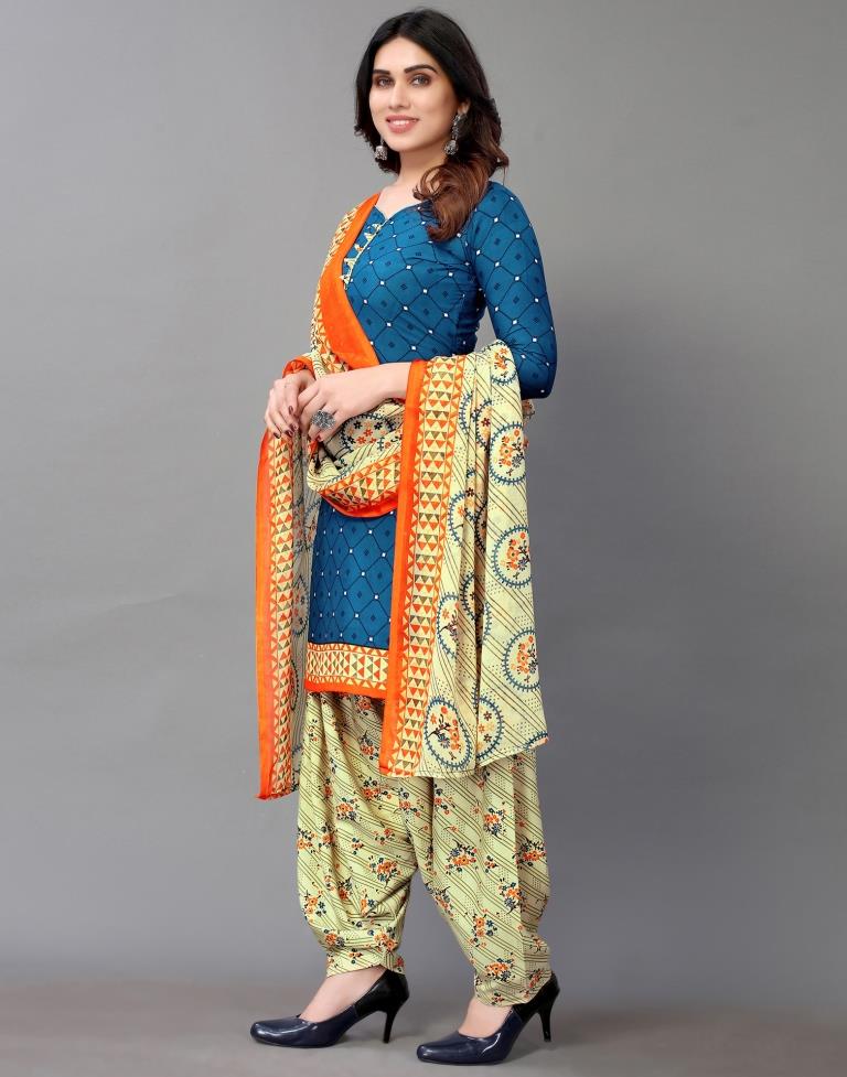 Printed Polyester Unstitched Salwar Suit Material | Sudathi