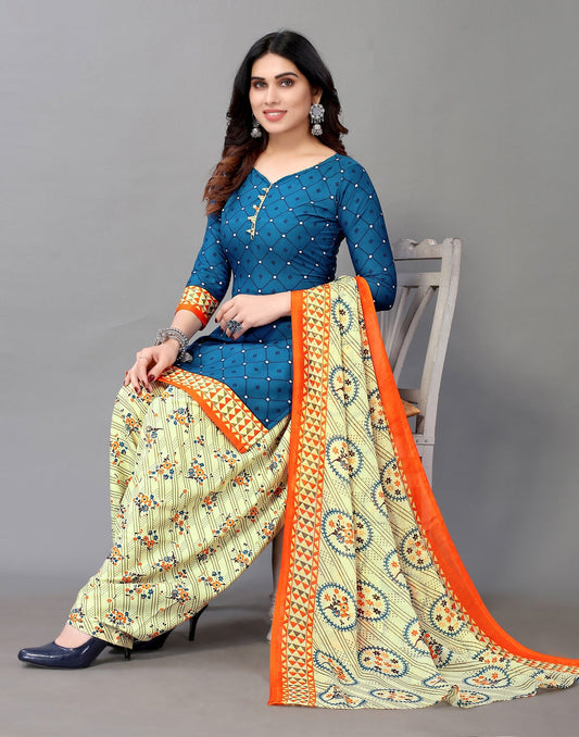 Printed Polyester Unstitched Salwar Suit Material | Sudathi