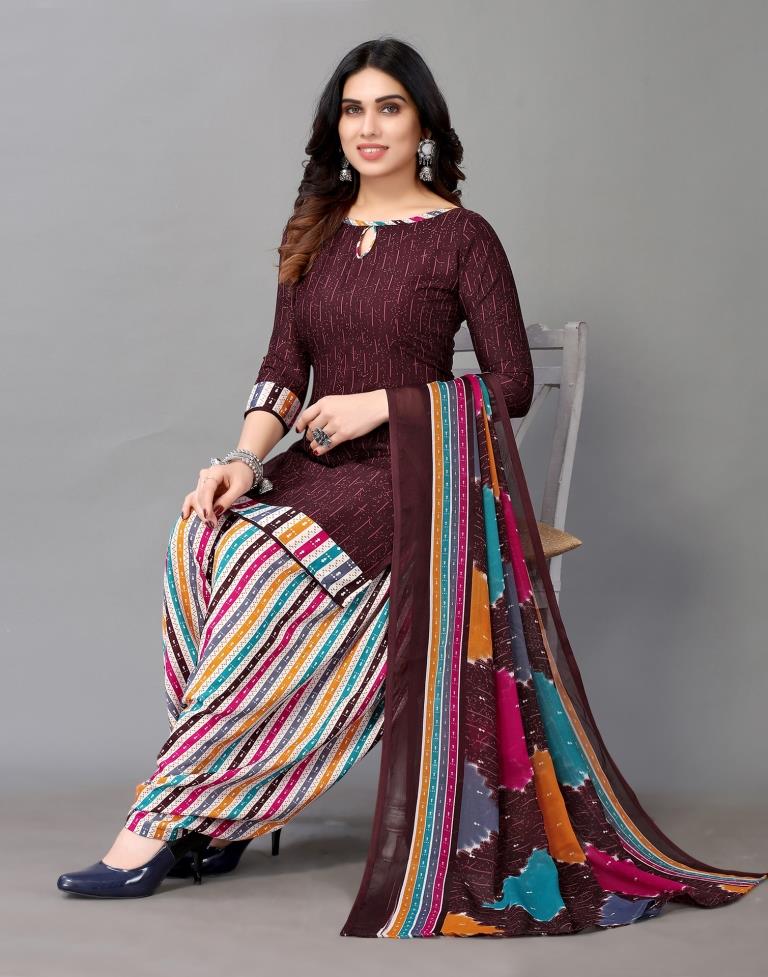 Printed Polyester Unstitched Salwar Suit Material | Sudathi