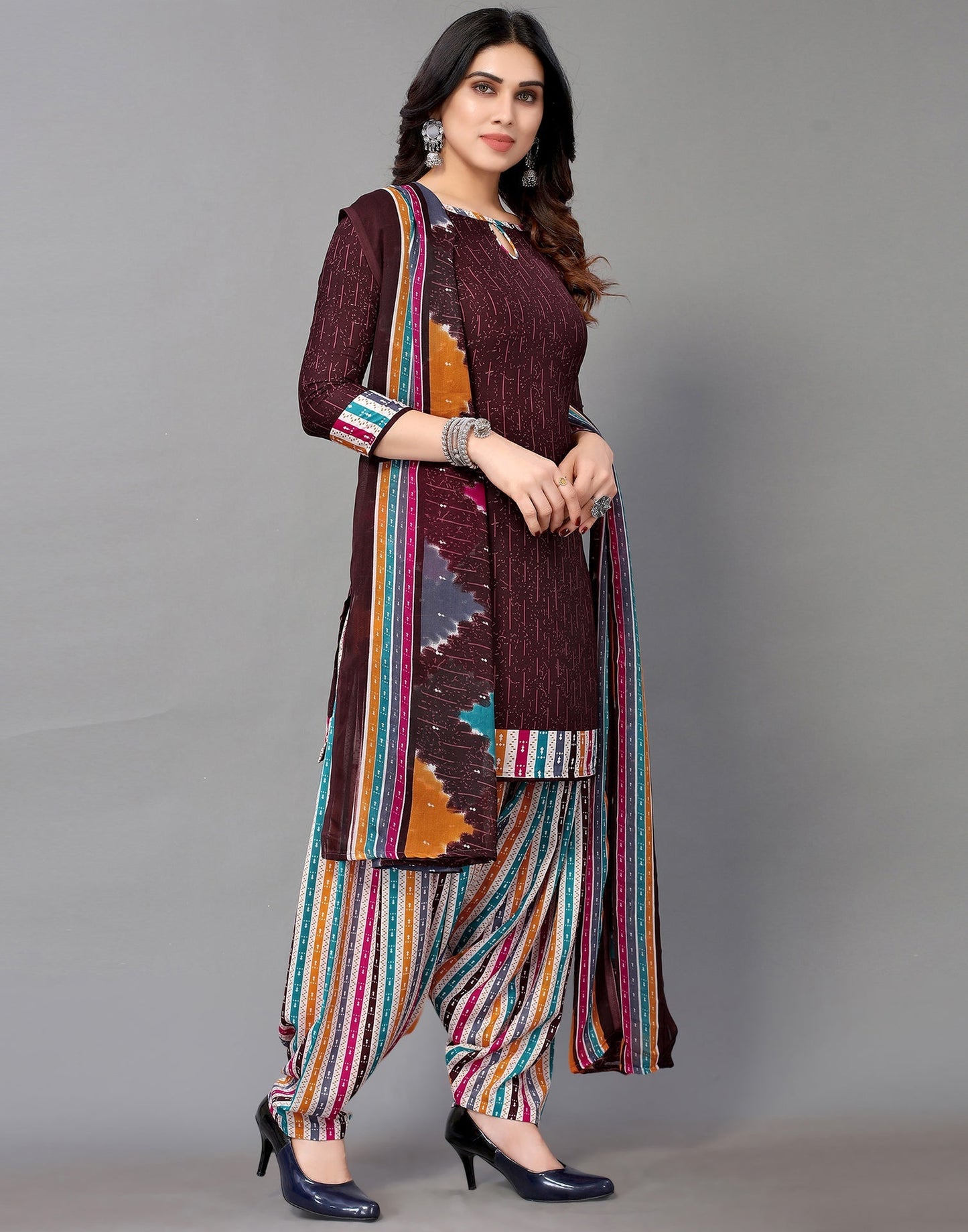 Printed Polyester Unstitched Salwar Suit Material | Sudathi