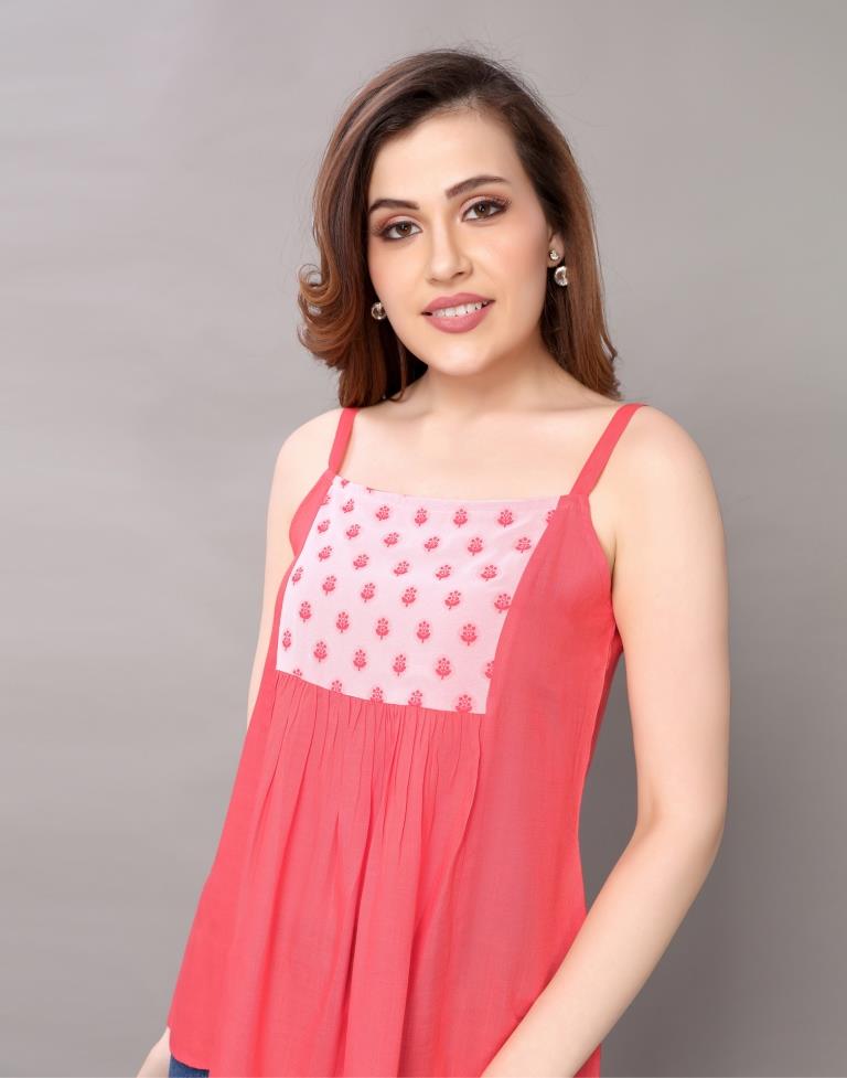 Coral Pink Printed Top | Sudathi