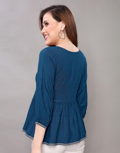 Teal Blue Rayon Top | Sudathi