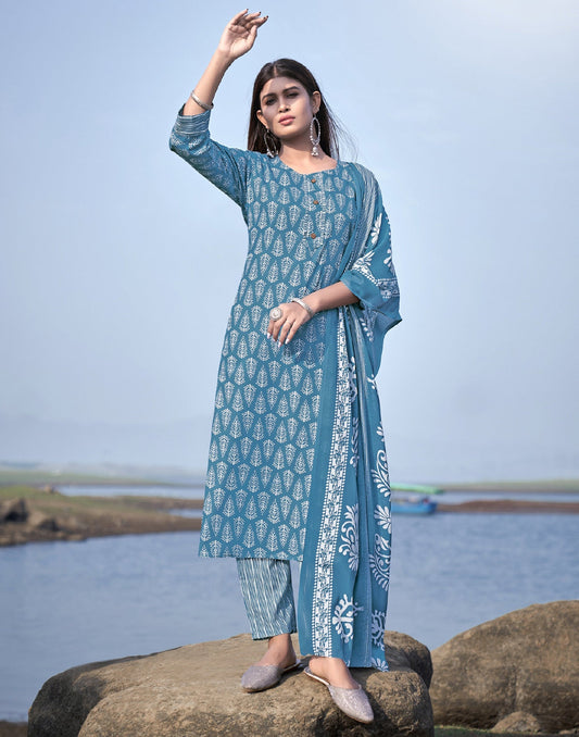 Printed Cotton Unstitched Salwar Suit Material | Sudathi