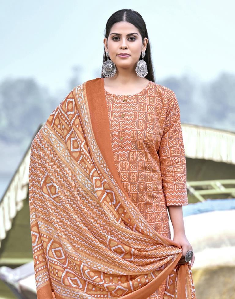 Printed Cotton Unstitched Salwar Suit Material | Sudathi