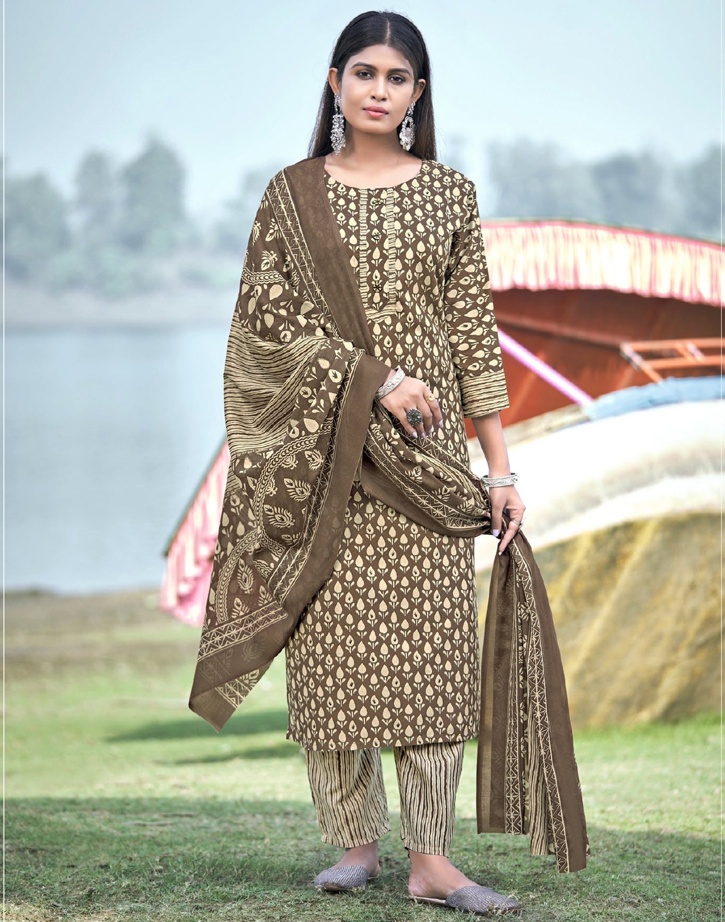 Printed Cotton Unstitched Salwar Suit Material | Sudathi