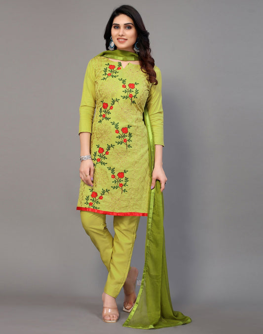 Embroidery Cotton Blend Unstitched Salwar Suit Material | Sudathi