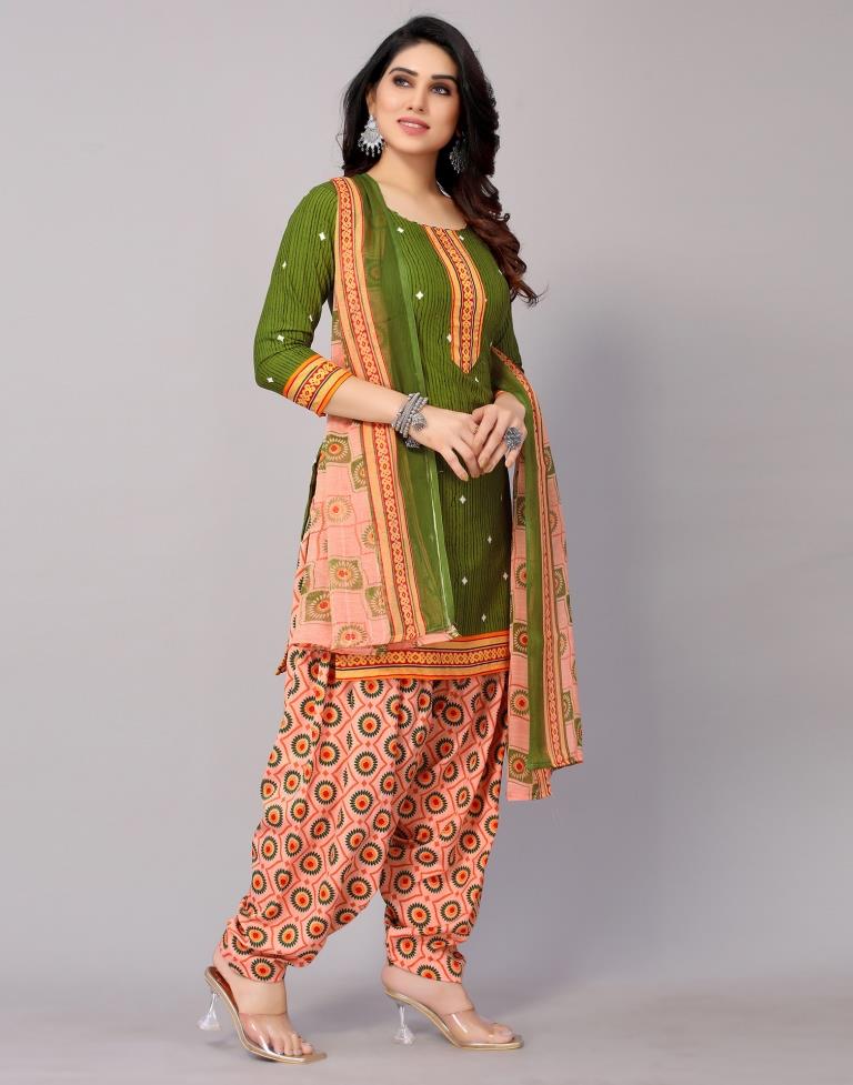 Printed Polyester Unstitched Salwar Suit Material | Sudathi