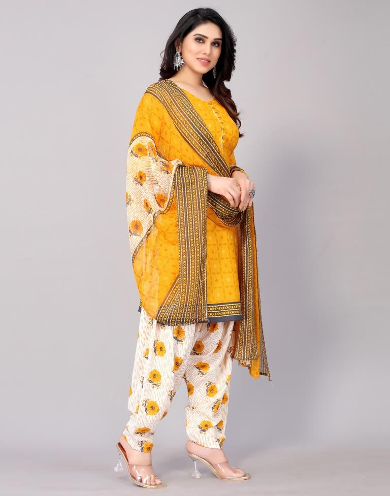 Printed Polyester Unstitched Salwar Suit Material | Sudathi