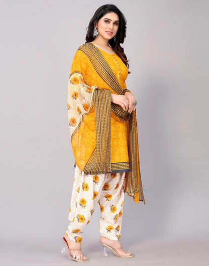 Printed Polyester Unstitched Salwar Suit Material | Sudathi