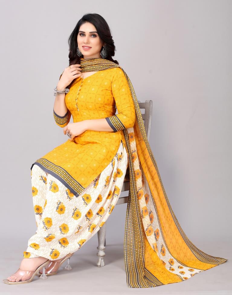 Printed Polyester Unstitched Salwar Suit Material | Sudathi