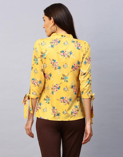 Affluent Yellow Coloured Digital Printed Crepe Tops | Sudathi