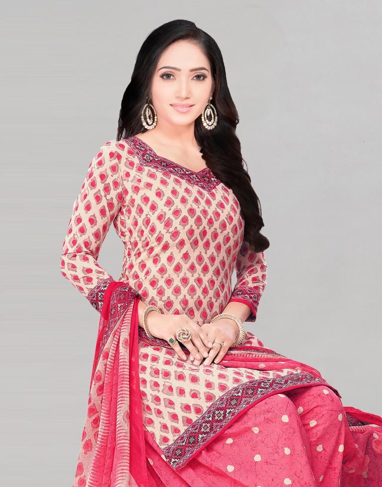 Printed Polyester Unstitched Salwar Suit Material | Sudathi