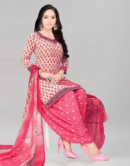 Printed Polyester Unstitched Salwar Suit Material | Sudathi