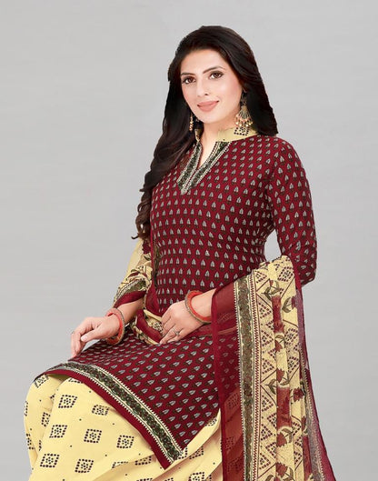 Printed Polyester Unstitched Salwar Suit Material | Sudathi