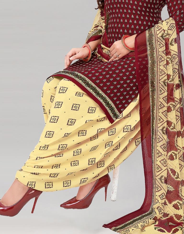 Printed Polyester Unstitched Salwar Suit Material | Sudathi