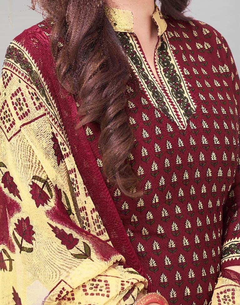 Printed Polyester Unstitched Salwar Suit Material | Sudathi