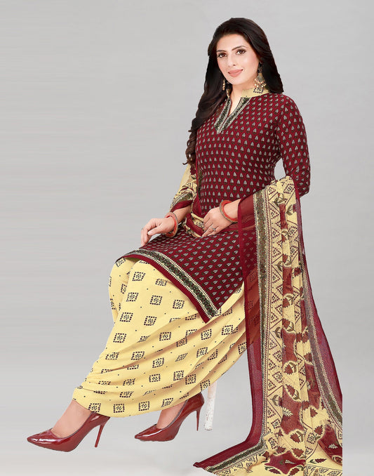 Printed Polyester Unstitched Salwar Suit Material | Sudathi