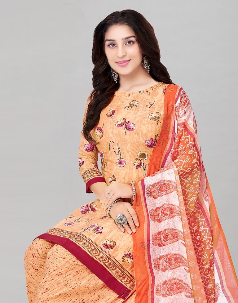 Printed Polyester Unstitched Salwar Suit Material | Sudathi