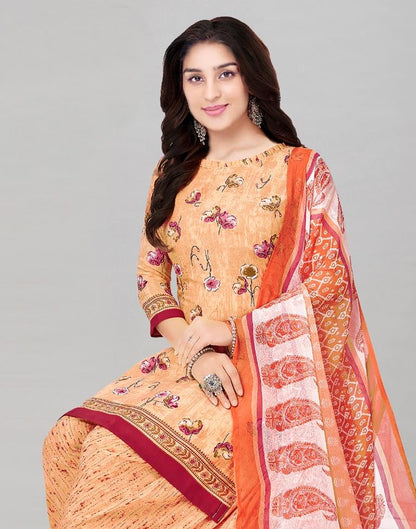 Printed Polyester Unstitched Salwar Suit Material | Sudathi