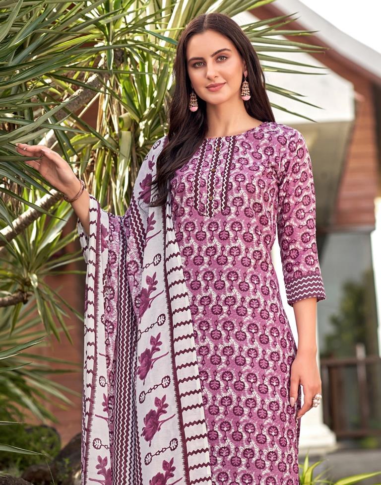 Printed Cotton Unstitched Salwar Suit Material | Sudathi