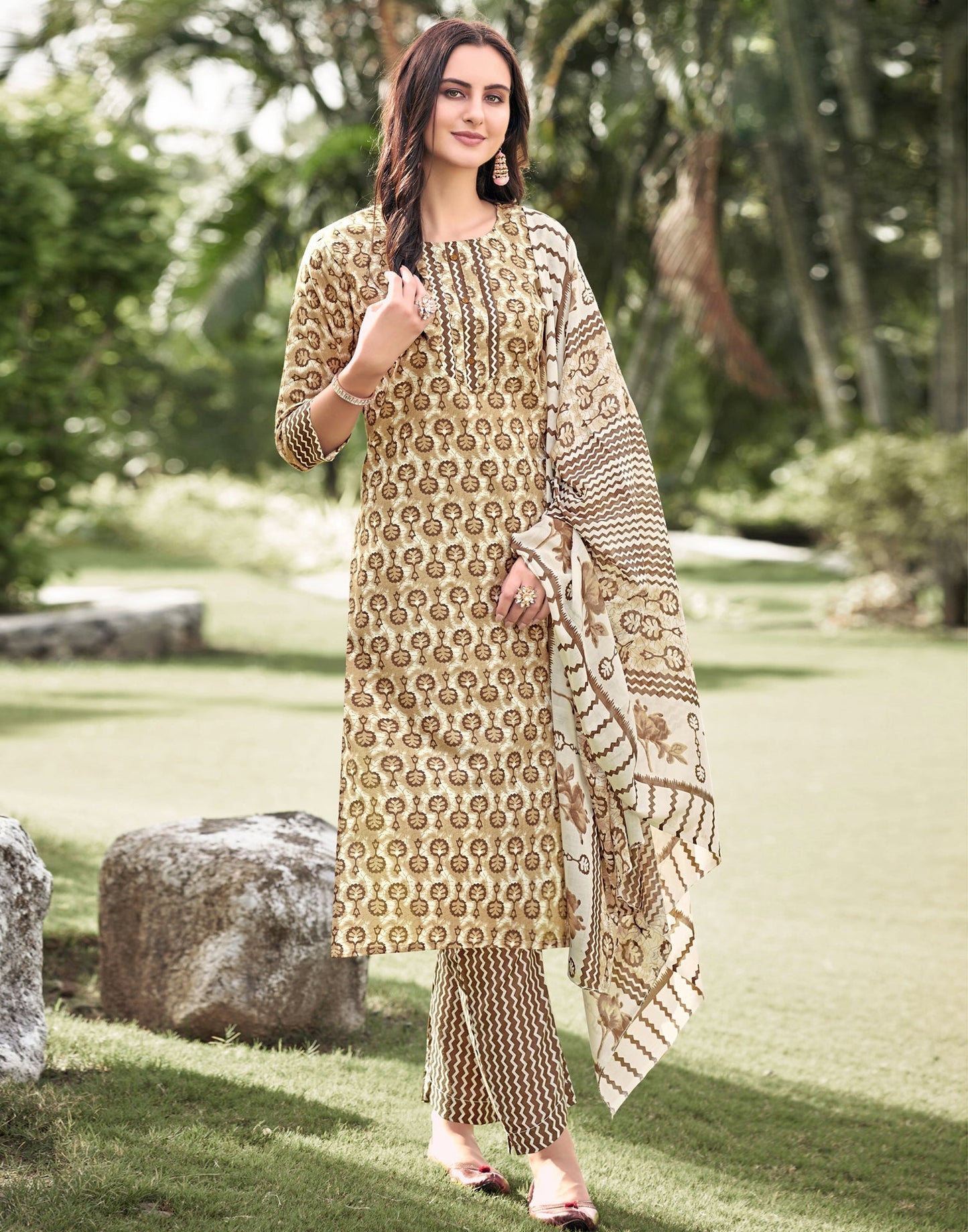 Printed Cotton Unstitched Salwar Suit Material | Sudathi