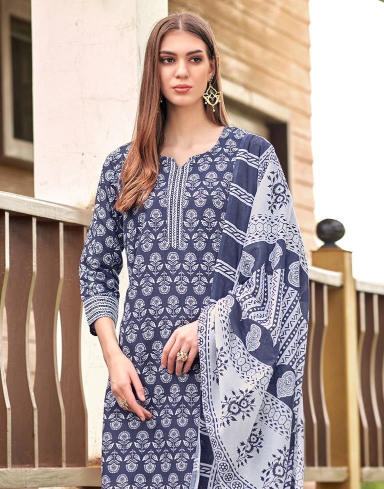 Printed Cotton Unstitched Salwar Suit Material | Sudathi