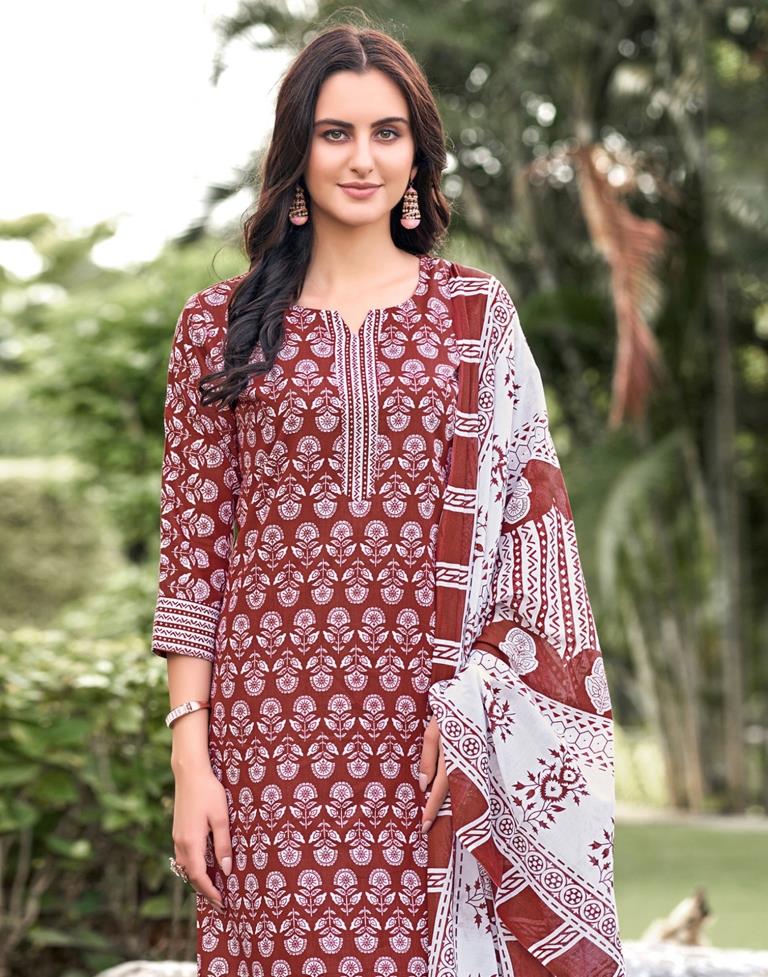 Printed Cotton Unstitched Salwar Suit Material | Sudathi