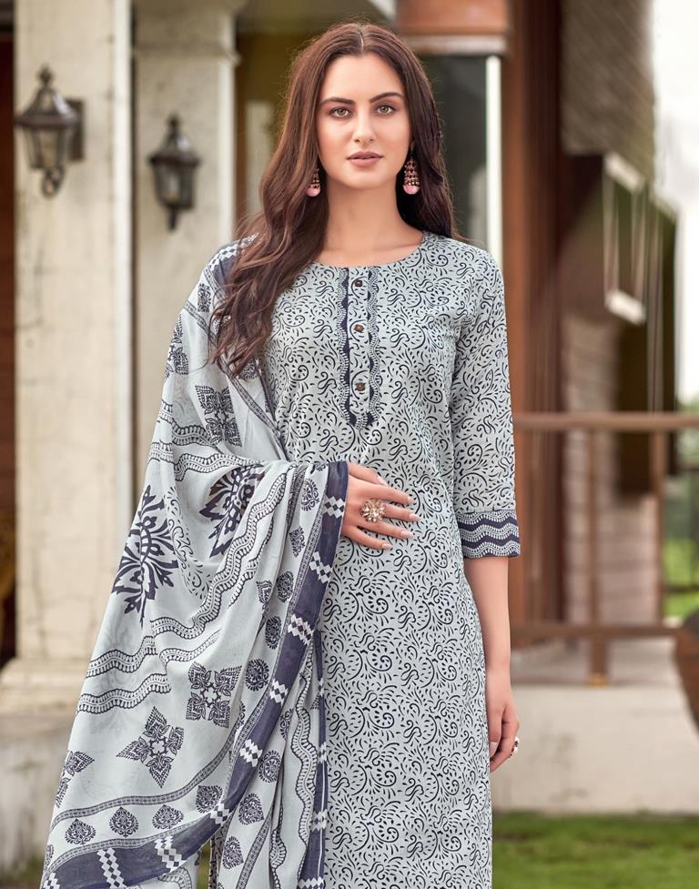 Printed Cotton Unstitched Salwar Suit Material | Sudathi