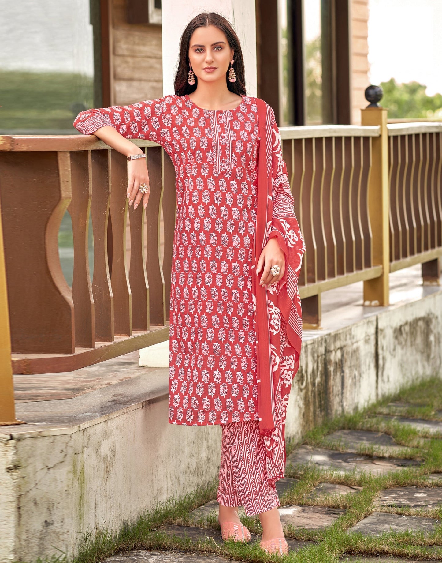 Printed Cotton Unstitched Salwar Suit Material | Sudathi