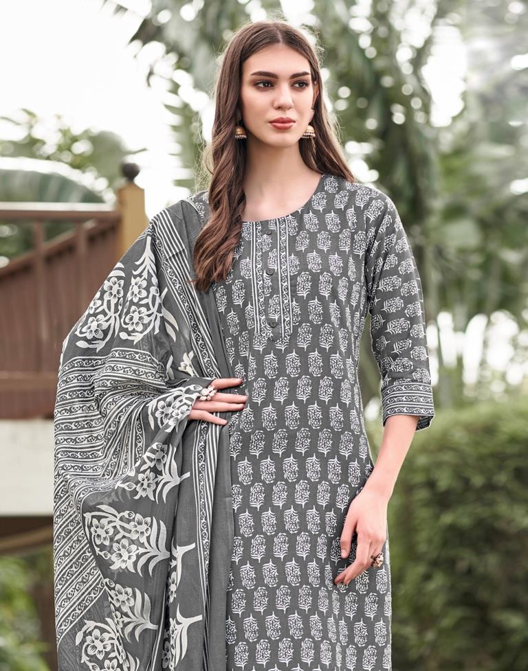 Printed Cotton Unstitched Salwar Suit Material | Sudathi