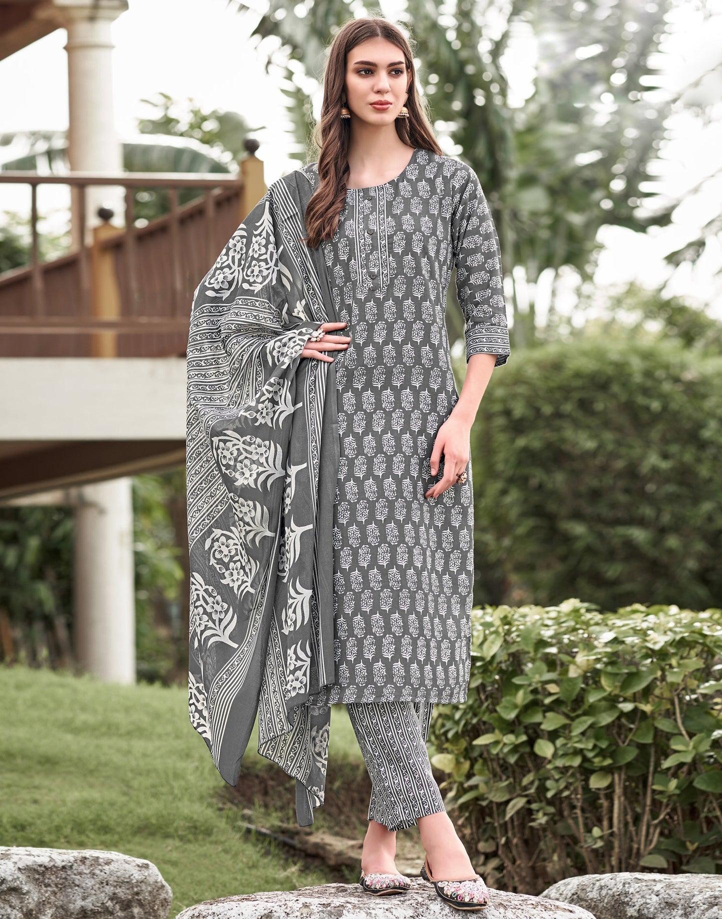 Printed Cotton Unstitched Salwar Suit Material | Sudathi