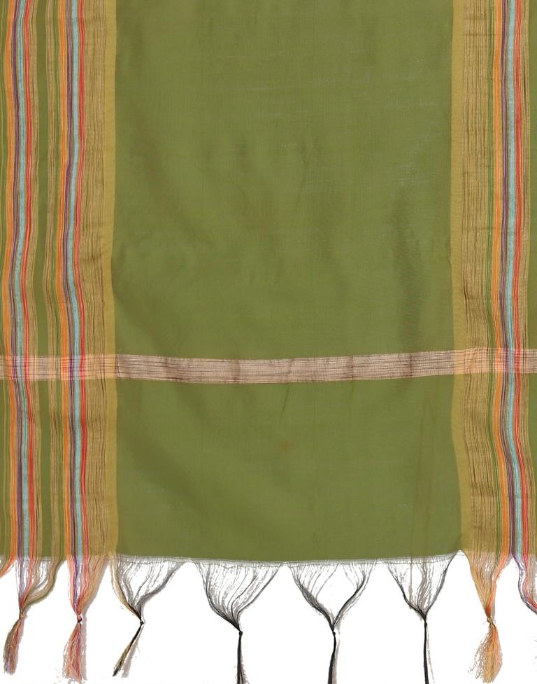 Green And Multicolour Self Woven Dupatta | Leemboodi