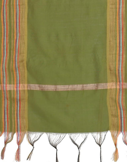 Green And Multicolour Self Woven Dupatta | Leemboodi