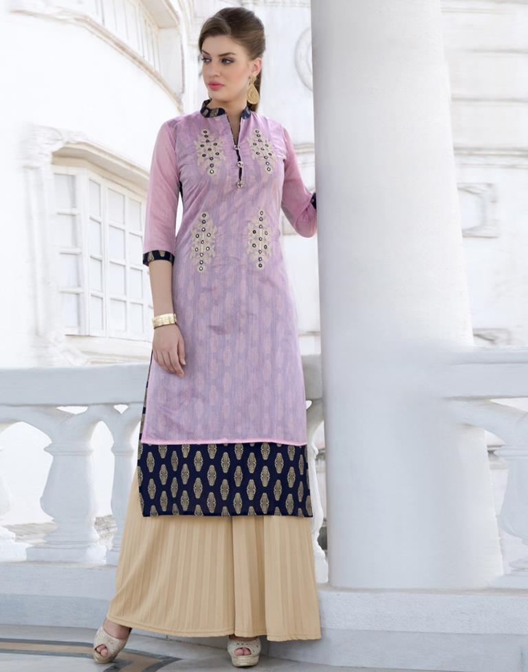 Pink Coloured Cotton Embroidered Kurti | Sudathi