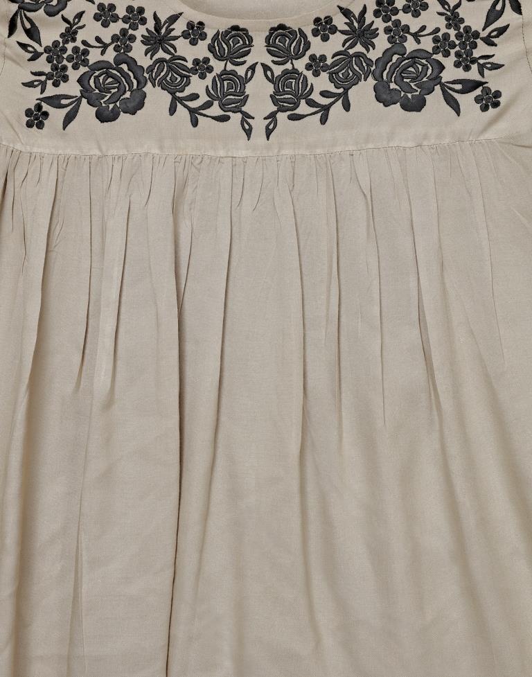 Grey Coloured Embroidered Rayon Tops | Sudathi