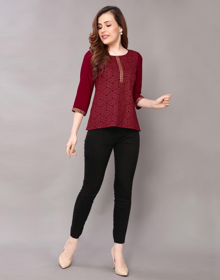 Maroon Printed Top | Sudathi