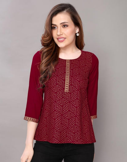 Maroon Printed Top | Sudathi