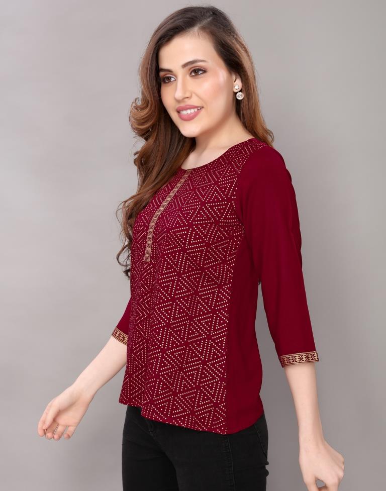 Maroon Printed Top | Sudathi