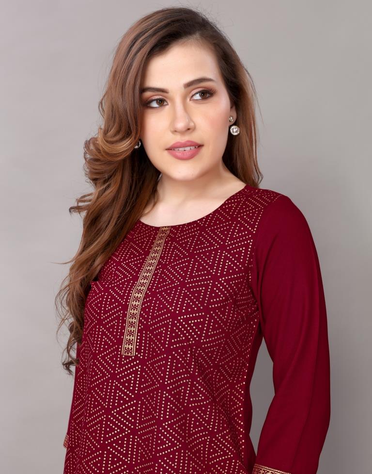 Maroon Printed Top | Sudathi