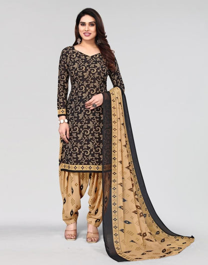 Black Printed Unstitched Salwar Suit Material