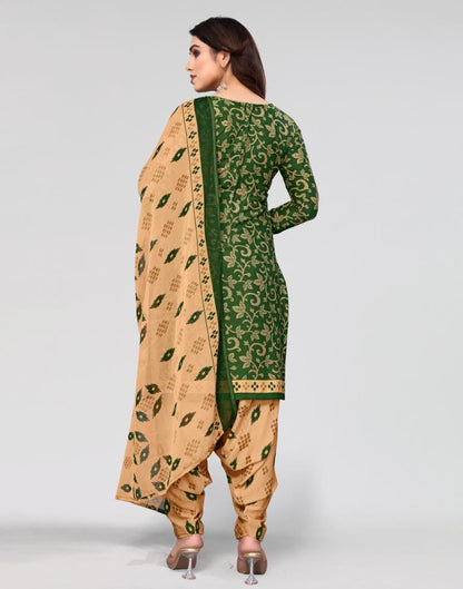 Green Printed Unstitched Salwar Suit Material