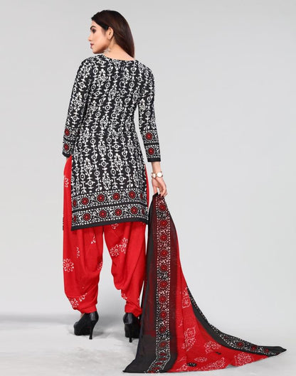 Black Printed Unstitched Salwar Suit Material