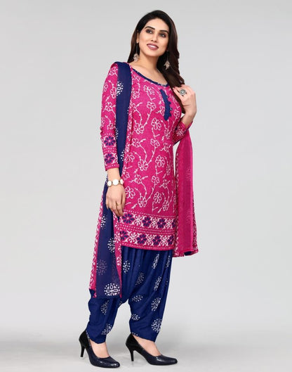 Pink Printed Unstitched Salwar Suit Material