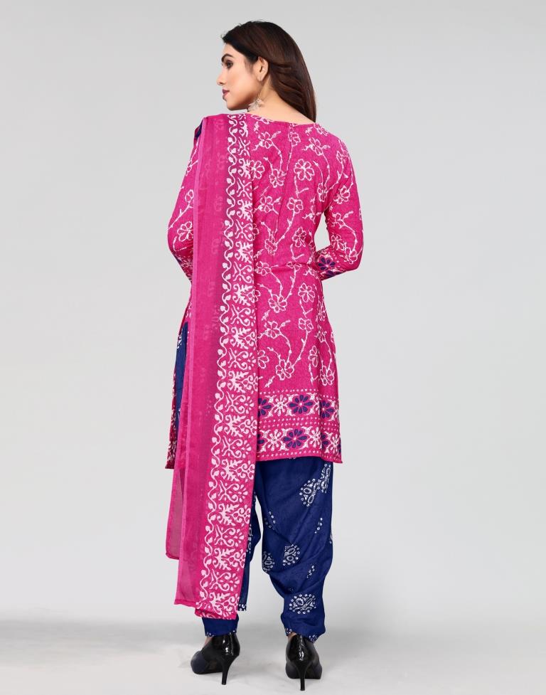 Pink Printed Unstitched Salwar Suit Material