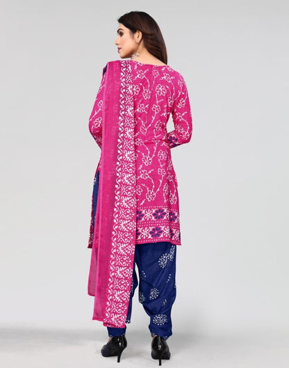 Pink Printed Unstitched Salwar Suit Material