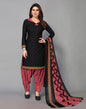 Black Printed Unstitched Salwar Suit Material