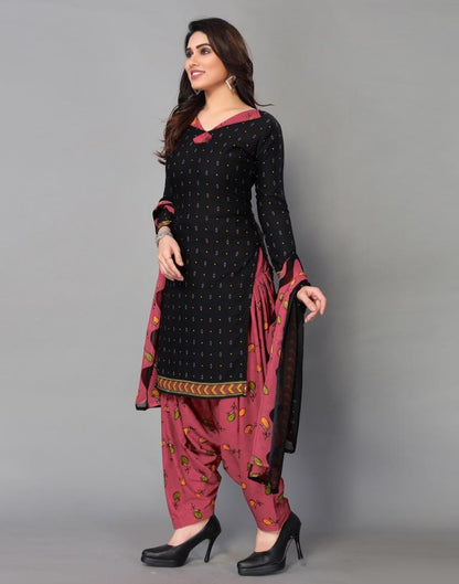 Black Printed Unstitched Salwar Suit Material