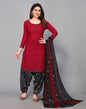 Dark Red Printed Unstitched Salwar Suit Material