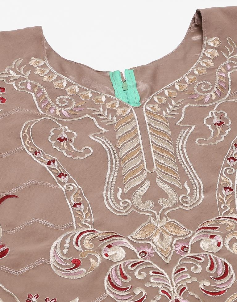 Brown Plain Georgette Unstitched Salwar Suit Material
