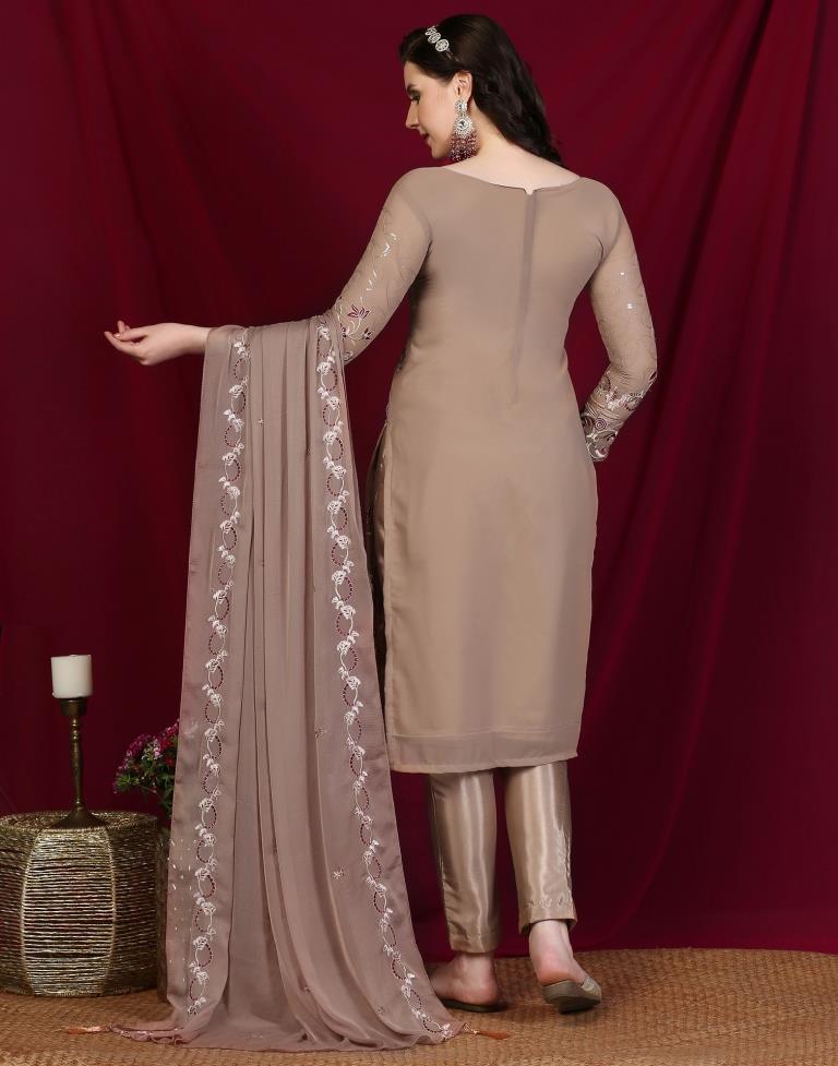 Brown Plain Georgette Unstitched Salwar Suit Material